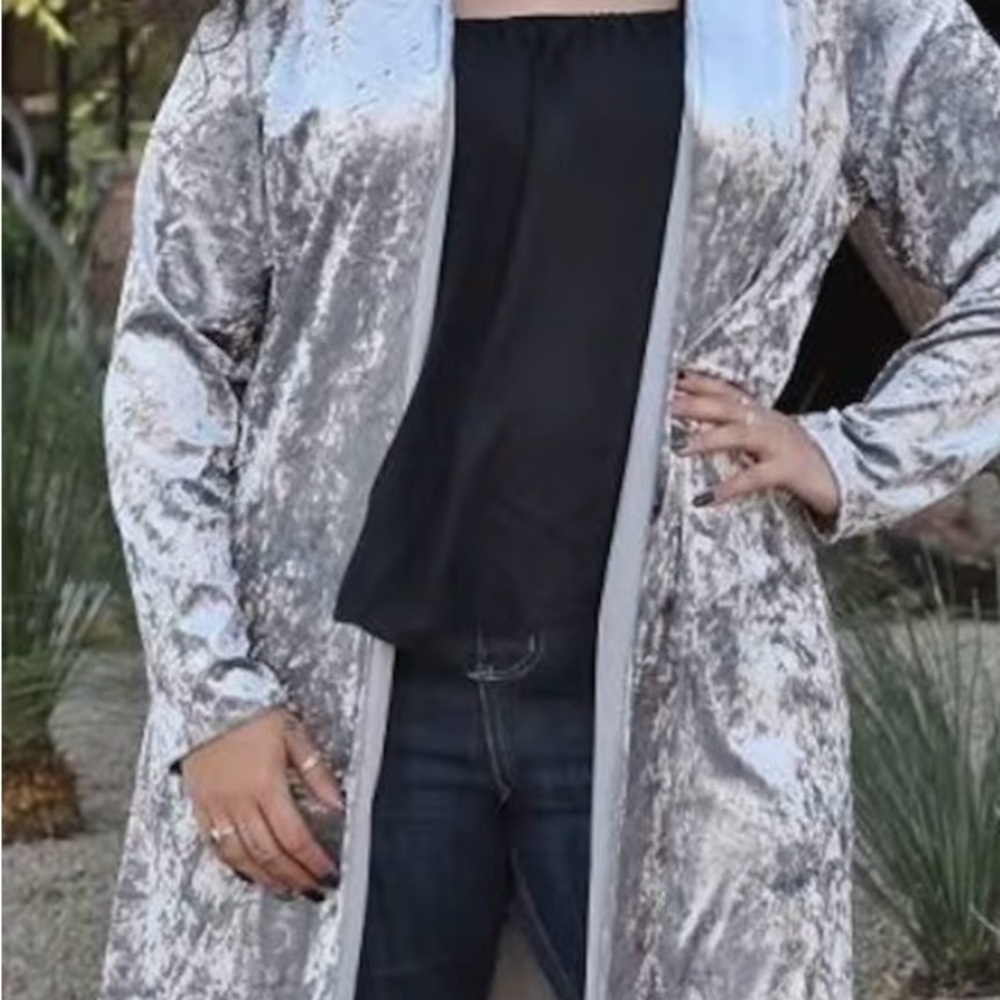 Silver Velvet Women's Coat